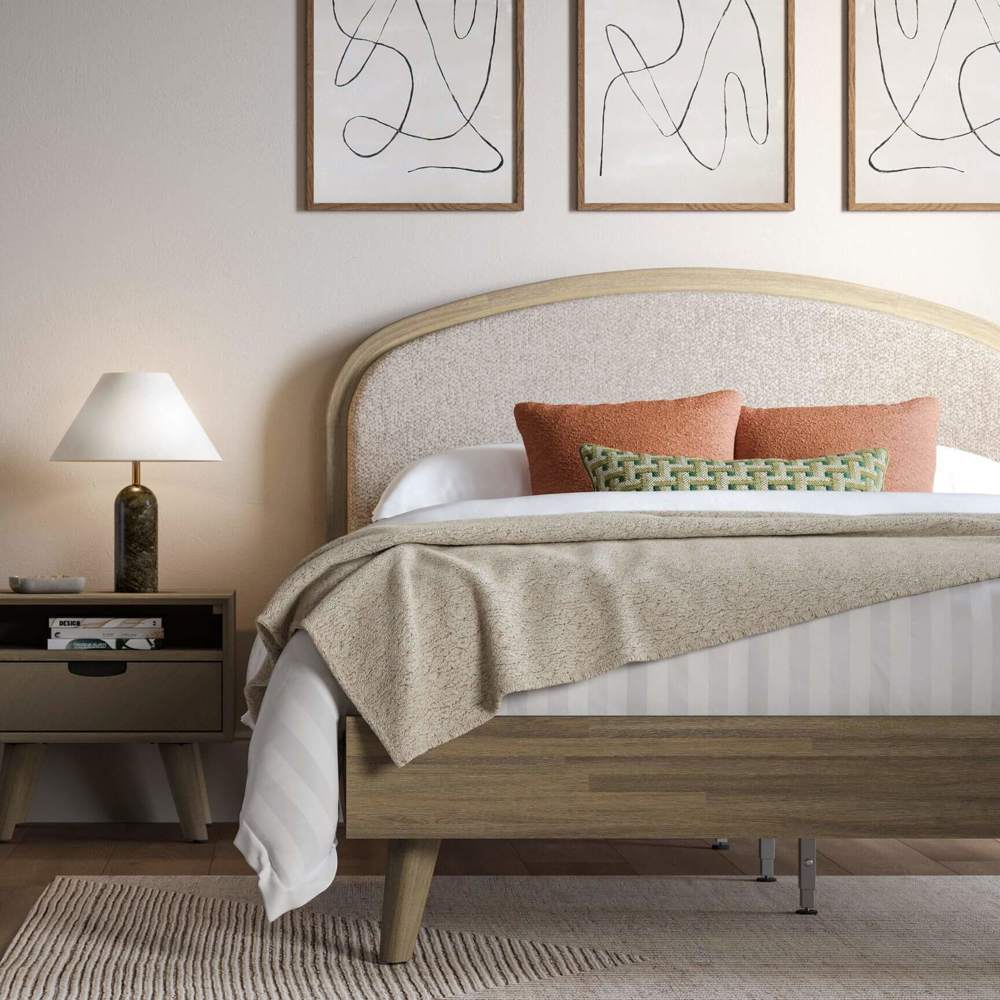 Saunders Super King Bed, Taupe / Neutral Wood, Super King